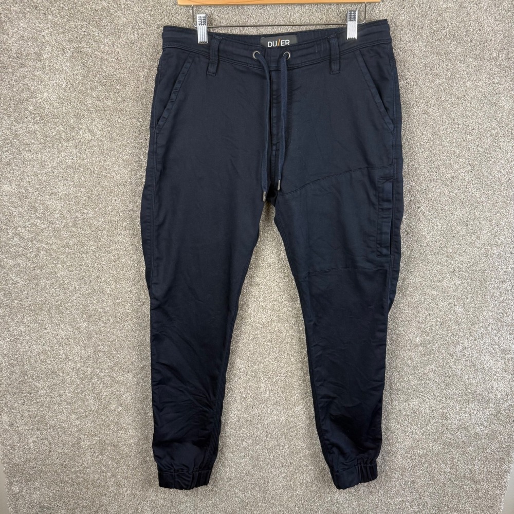 DU/ER N2X Slim Fit Performance Denim Joggers Navy Blue Mens 32x29 - Picture 2 of 7